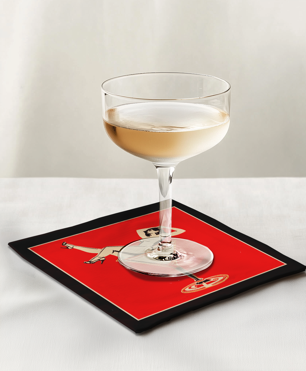 Cheers Darling Cocktail Napkin in Maraschino Cherry