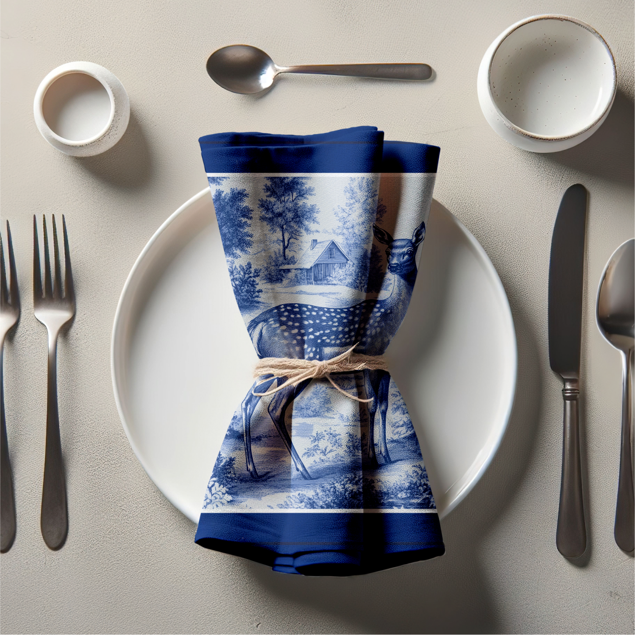Doe Toile Napkin in China Blue