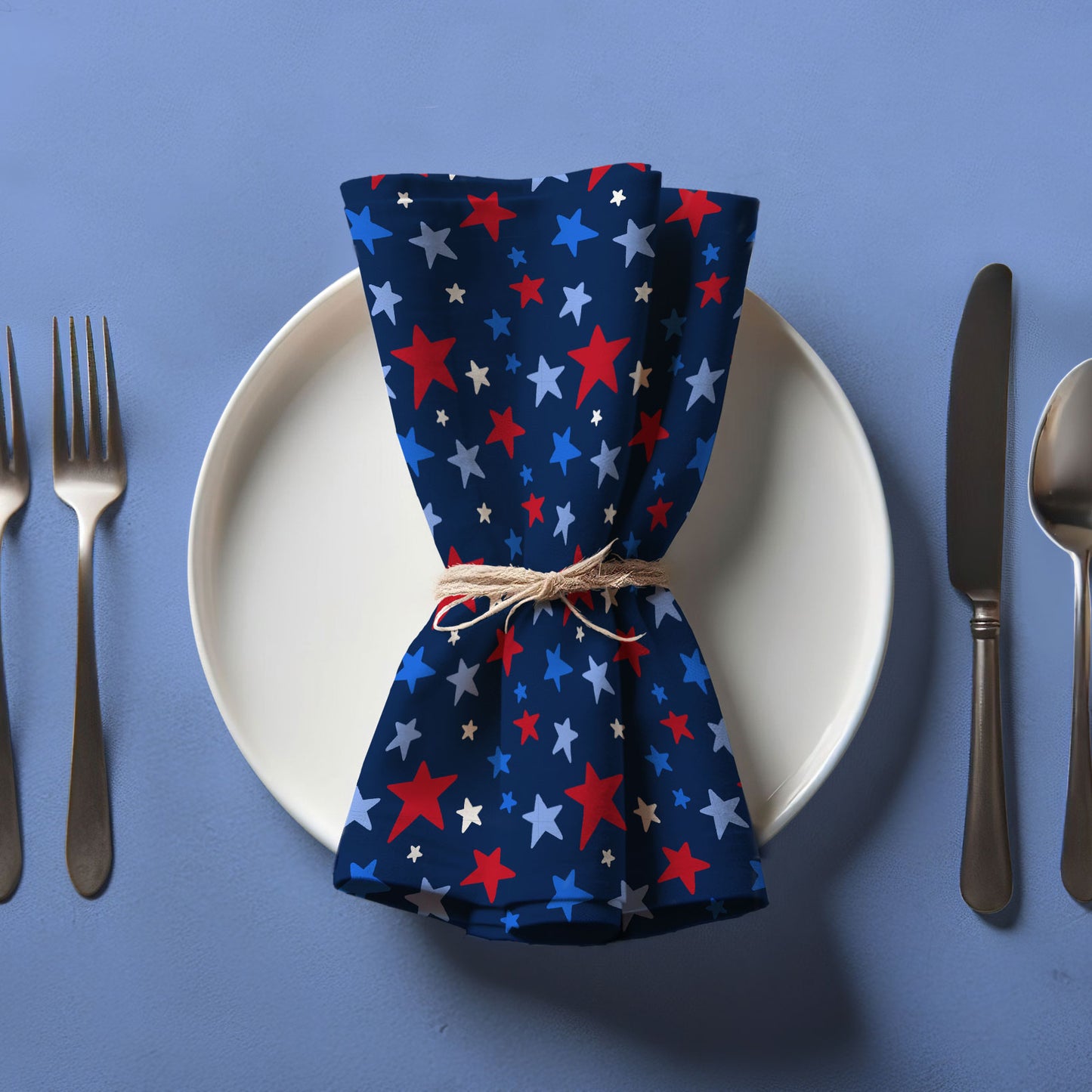 Star Spangled Banner Napkin in Organic Cotton Voile