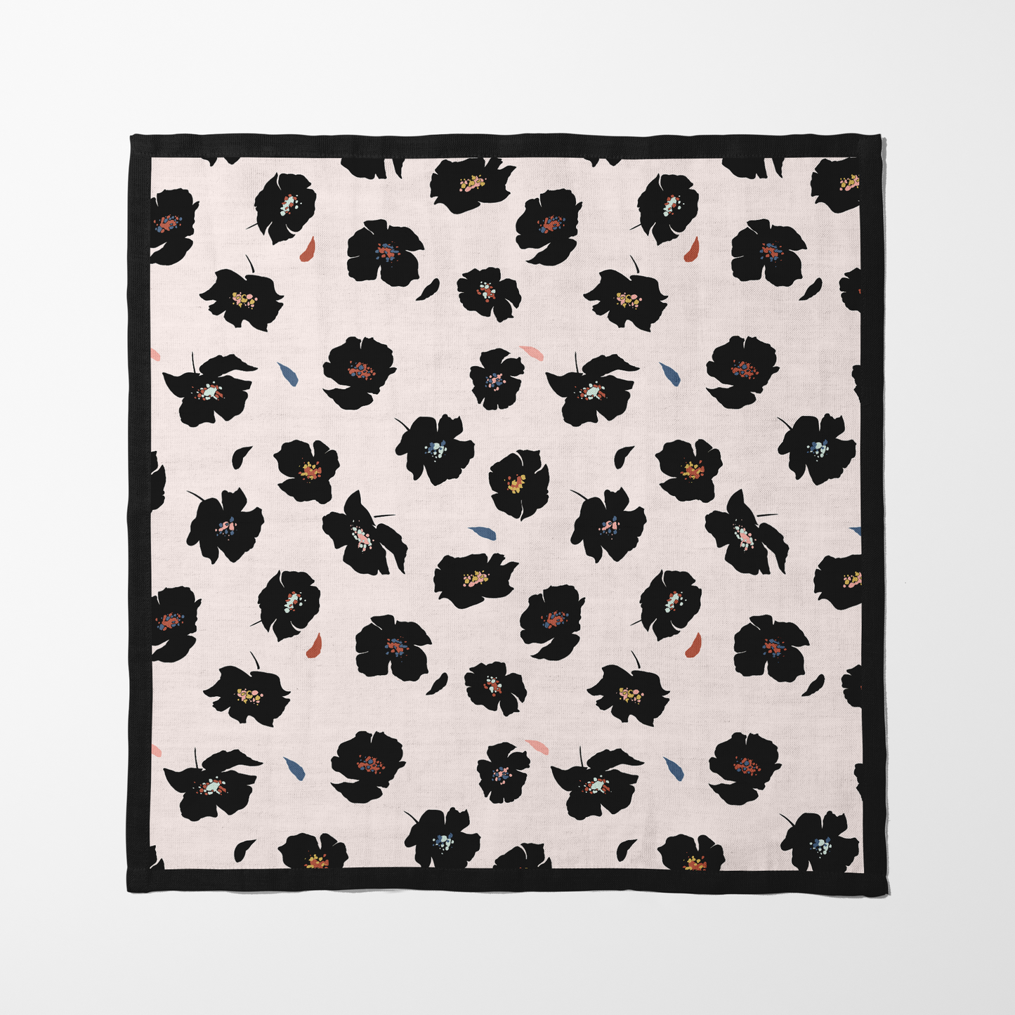 Ivory Poppies Napkin in Organic Cotton Voile