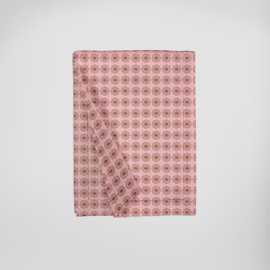 Table Runner in Doodle Medallion in Light Pink in Lightweight Linen