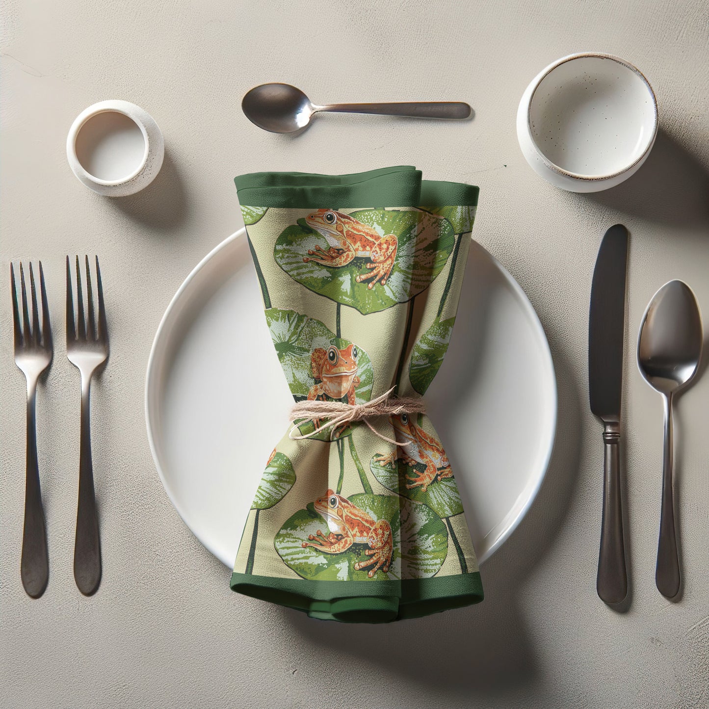 Frogs in Green Napkin