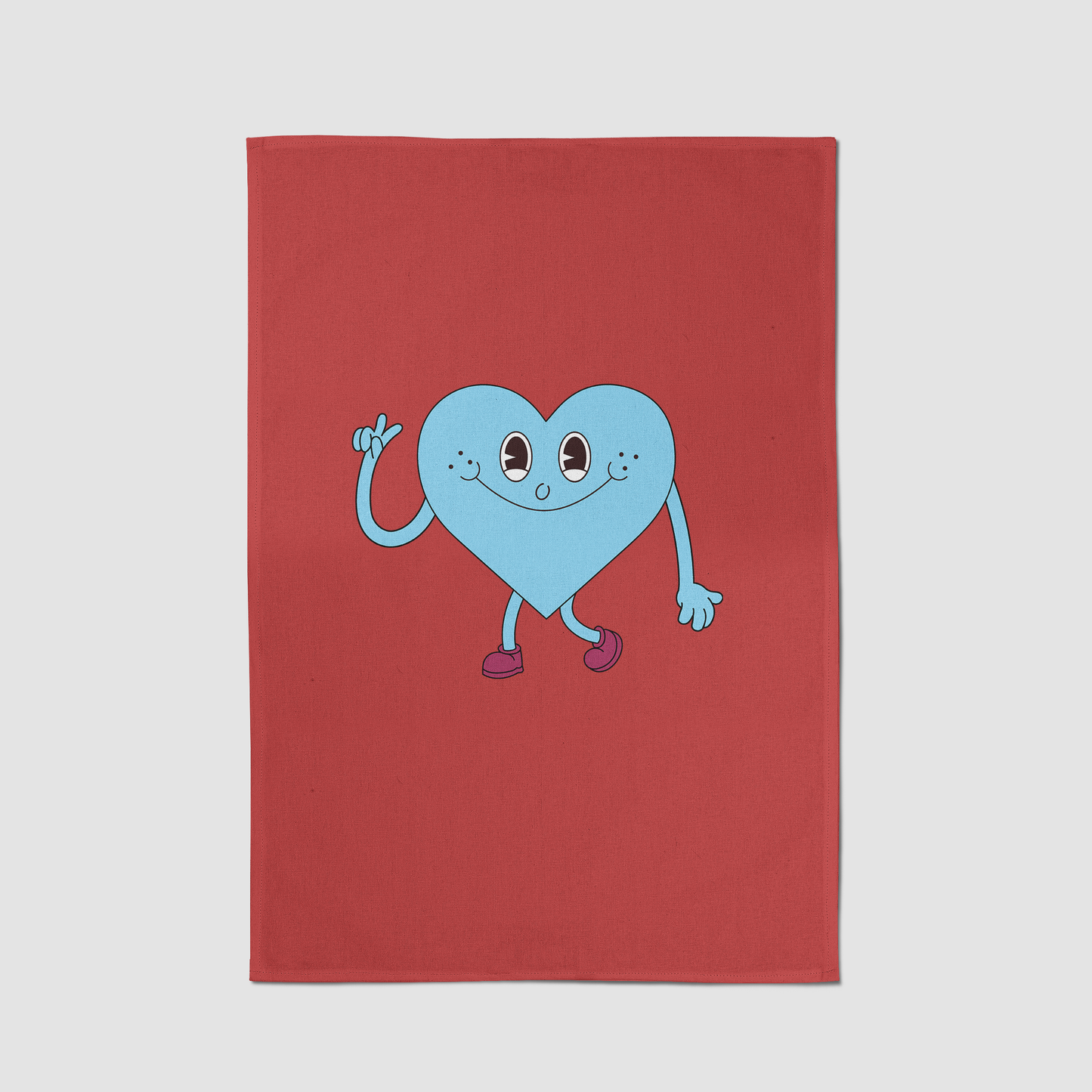 Blue Heart with Zebra Red Tea Towel