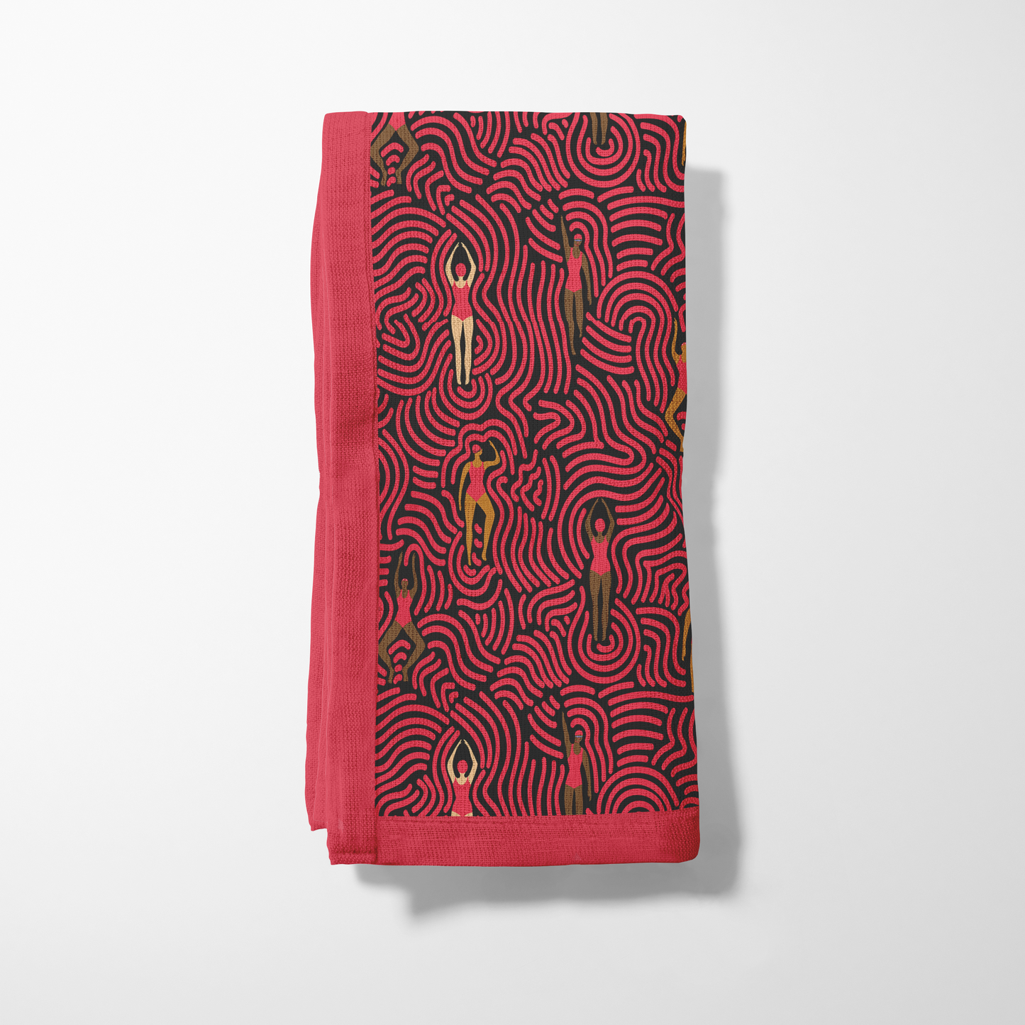 Swimmers in Summer in Red Napkin in Lightweight Linen