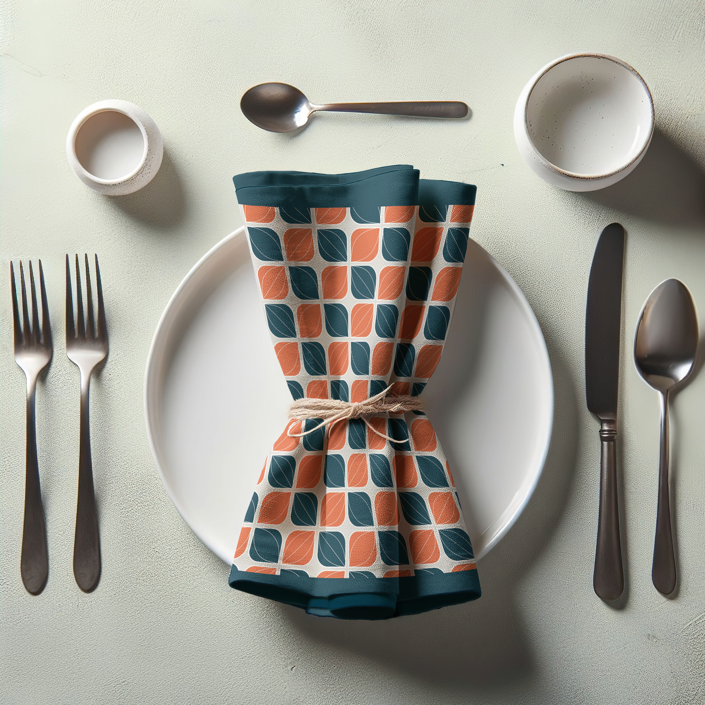 Retro Bloom Napkin in Navy