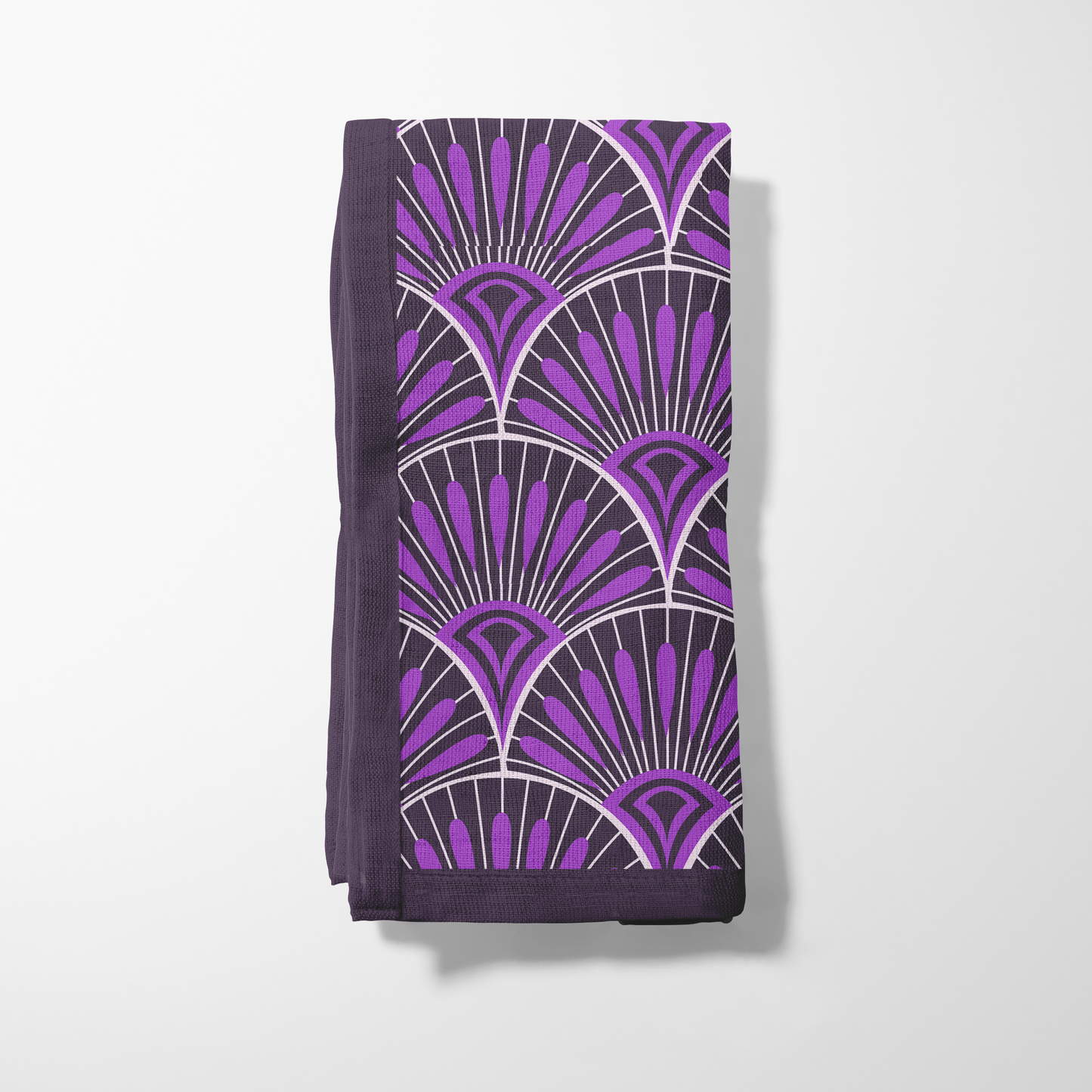 Eggplant Art Deco Napkin in Soft-Structured Linen