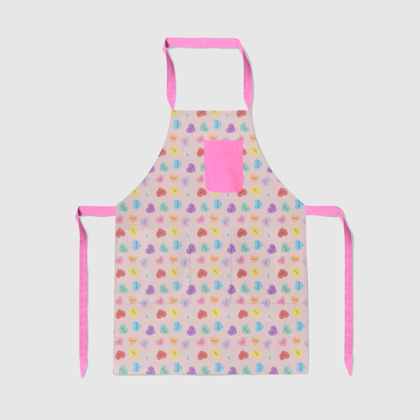 Valentine Pink Candy Hearts with Love Pink Apron
