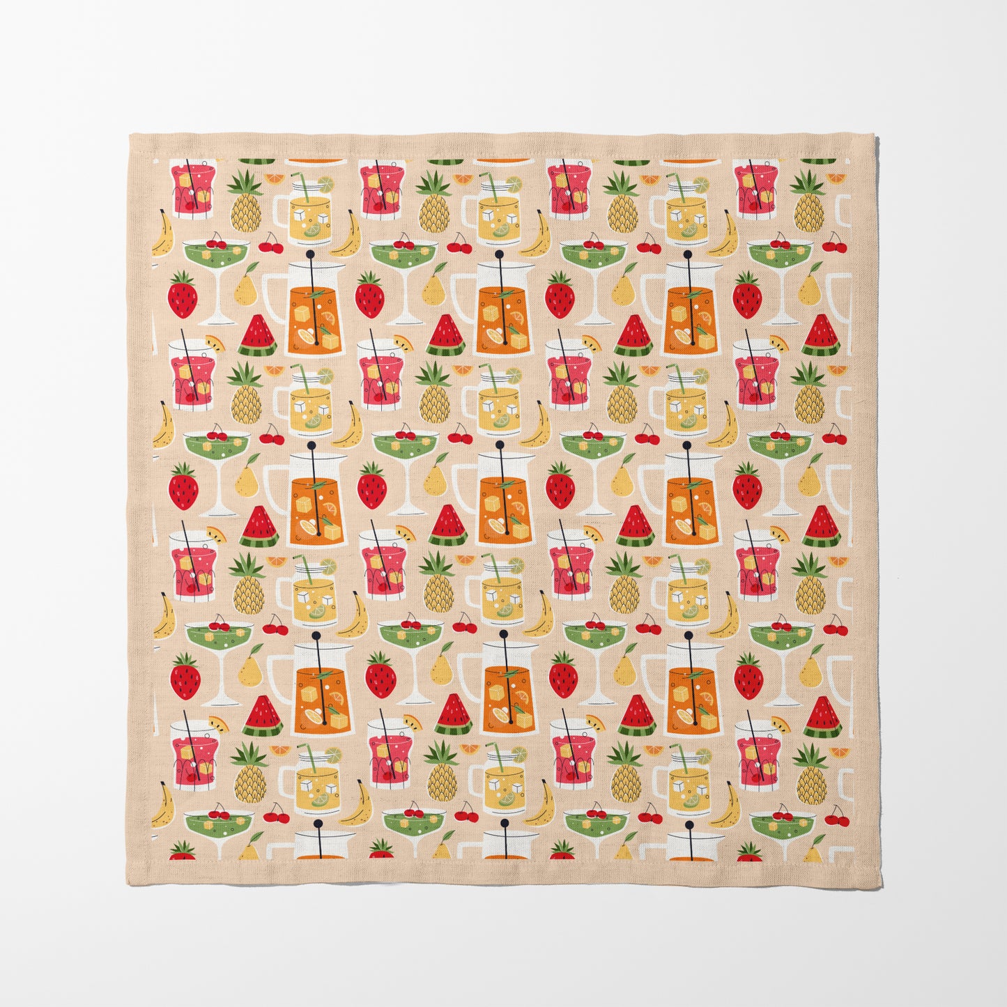 Summer Drinks Napkin in Tan