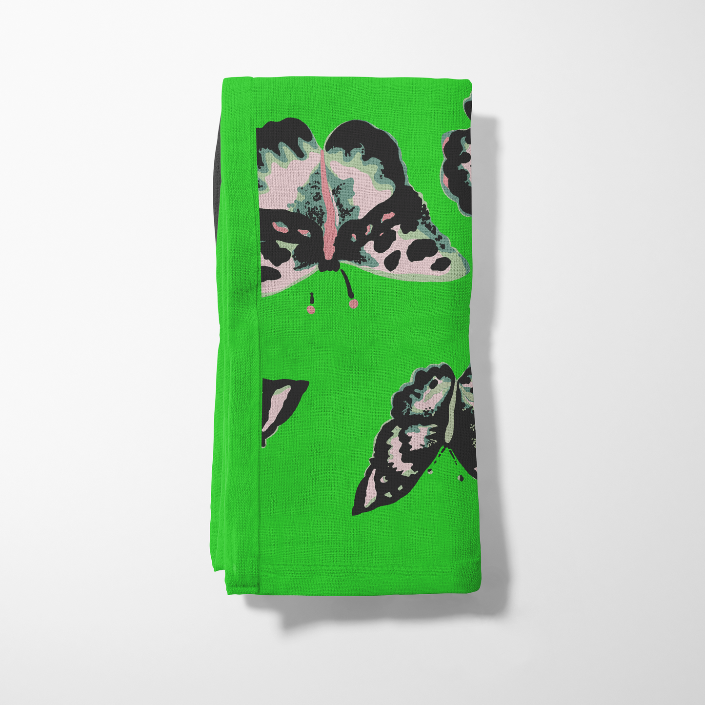 Sweet Butterflies Napkin in Bright Green in Organic Cotton Voile