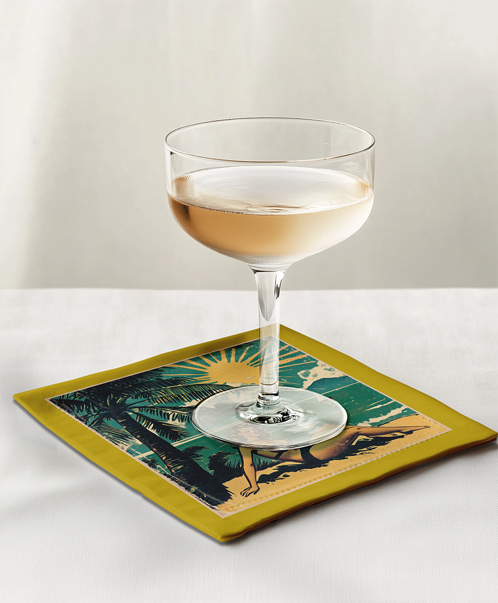 Vintage Vacation Cocktail Napkin in Sandy