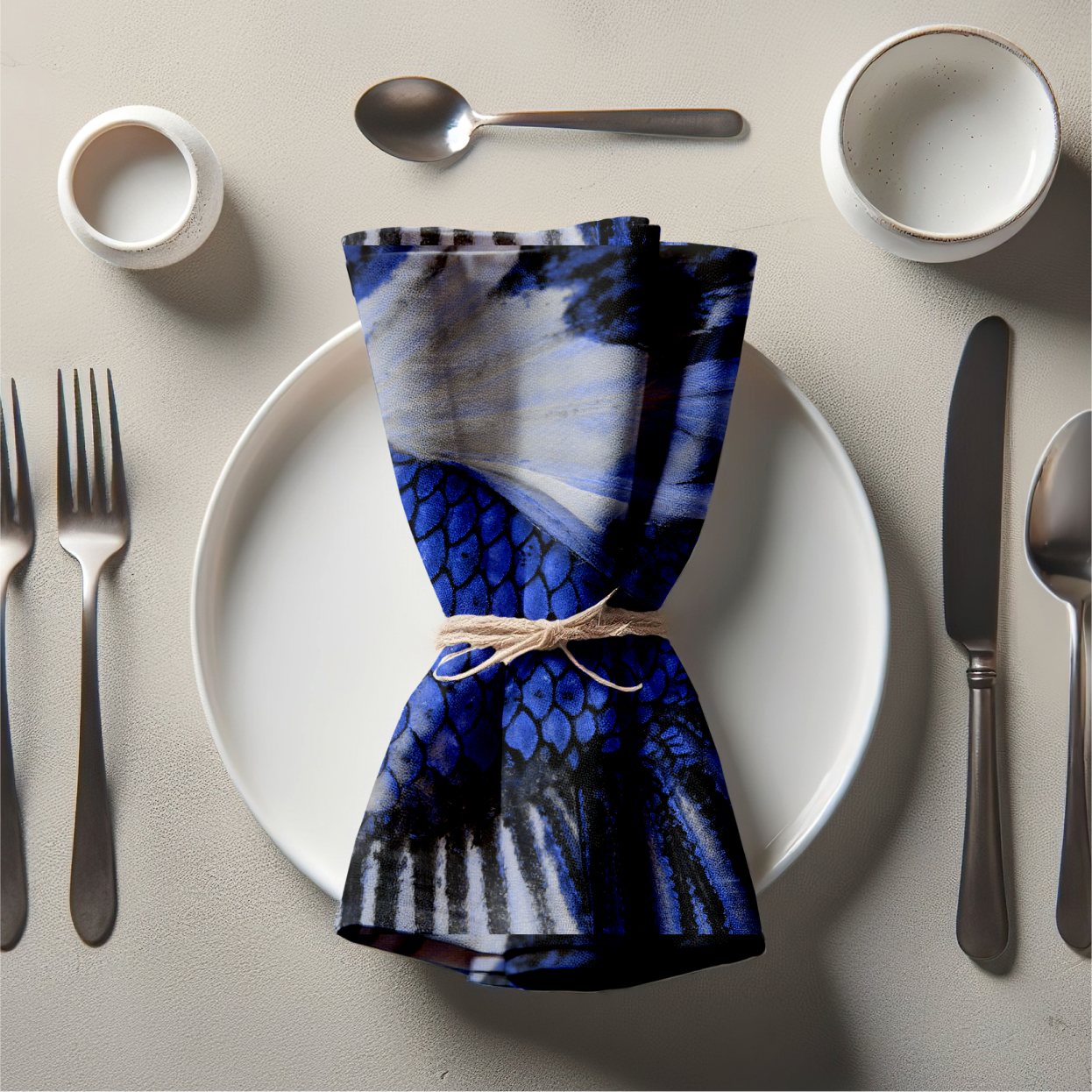 Sacred Scales Napkin in Atlantic Blue