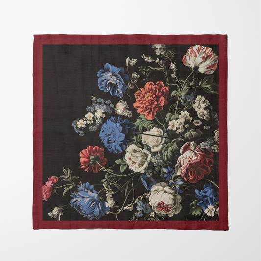 Baroque Blooms Napkin in Dark Canvas