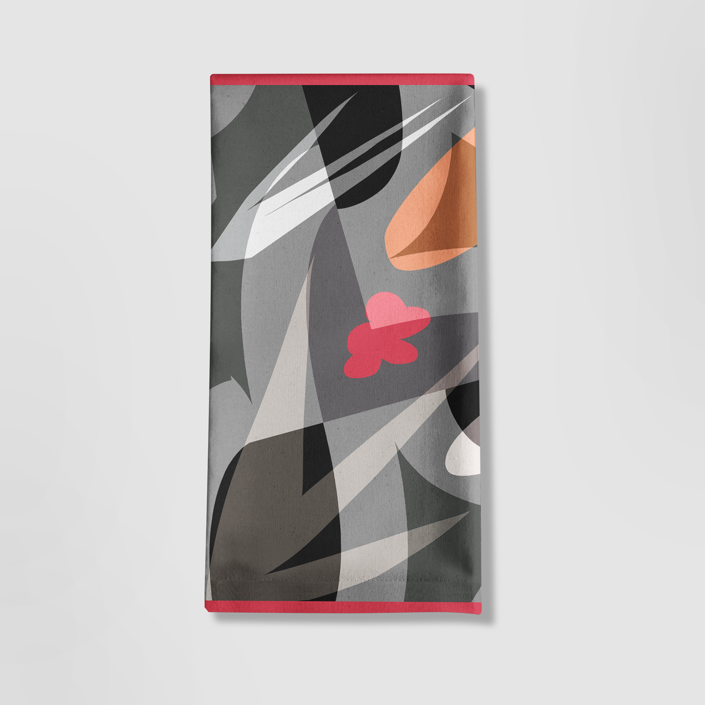 Gray with Layers Napkin in Red in Linen