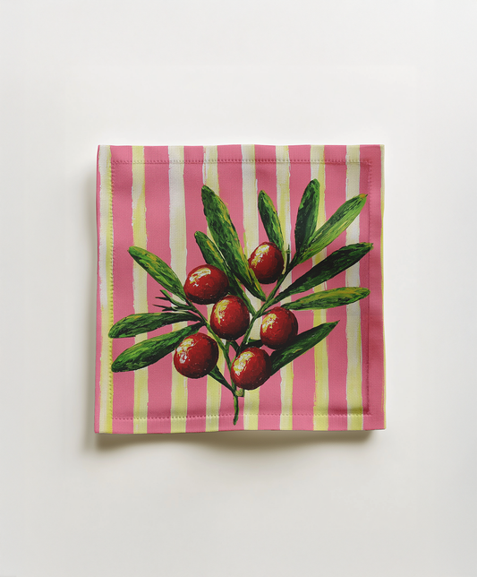 Olive Stripe Cocktail Napkin