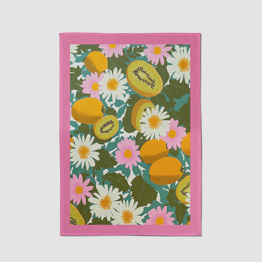 Kiwi Berry Tea Towel in Pink