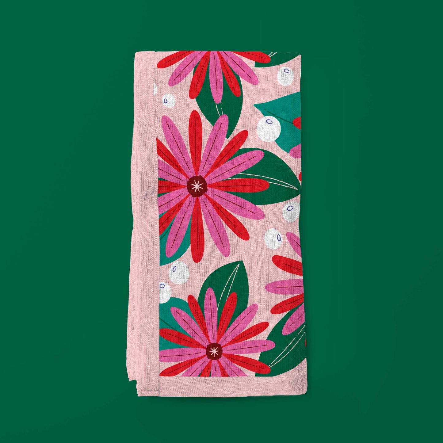 Pink Holiday Flowers - Organic Cotton Voile