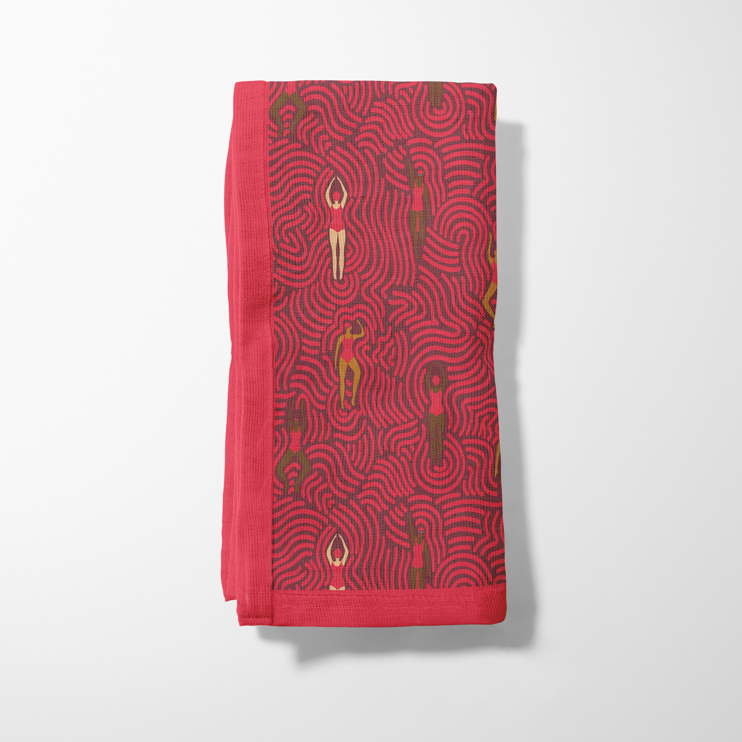 Swimmers in Summer in Poppy Napkin in Organic Cotton Voile