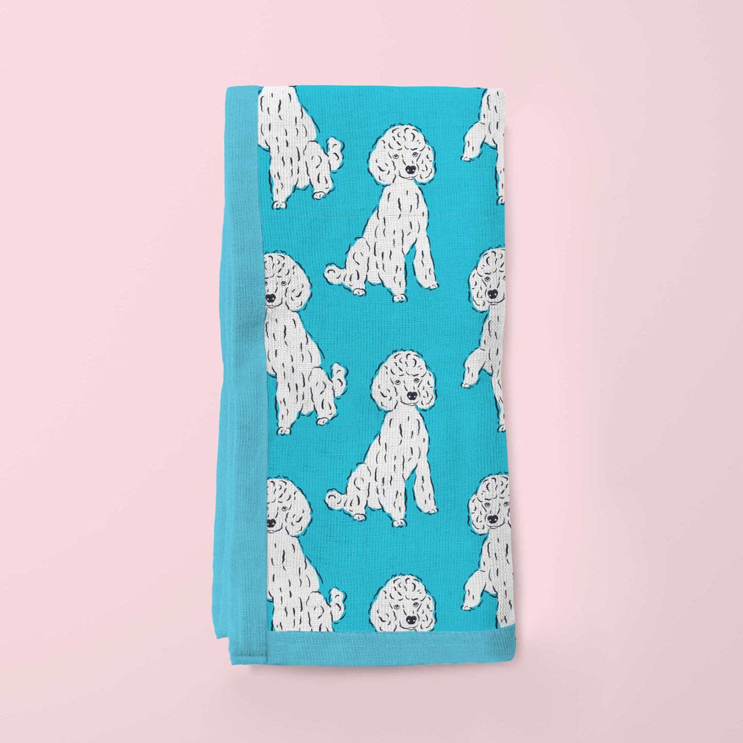 Oy with the Poodles Napkin in Aqua in Organic Cotton Voile
