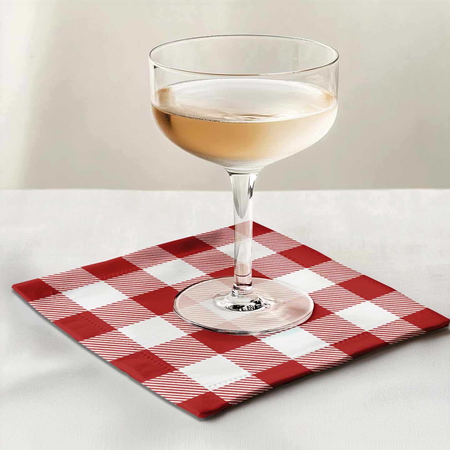 Red Gingham Cocktail Napkin