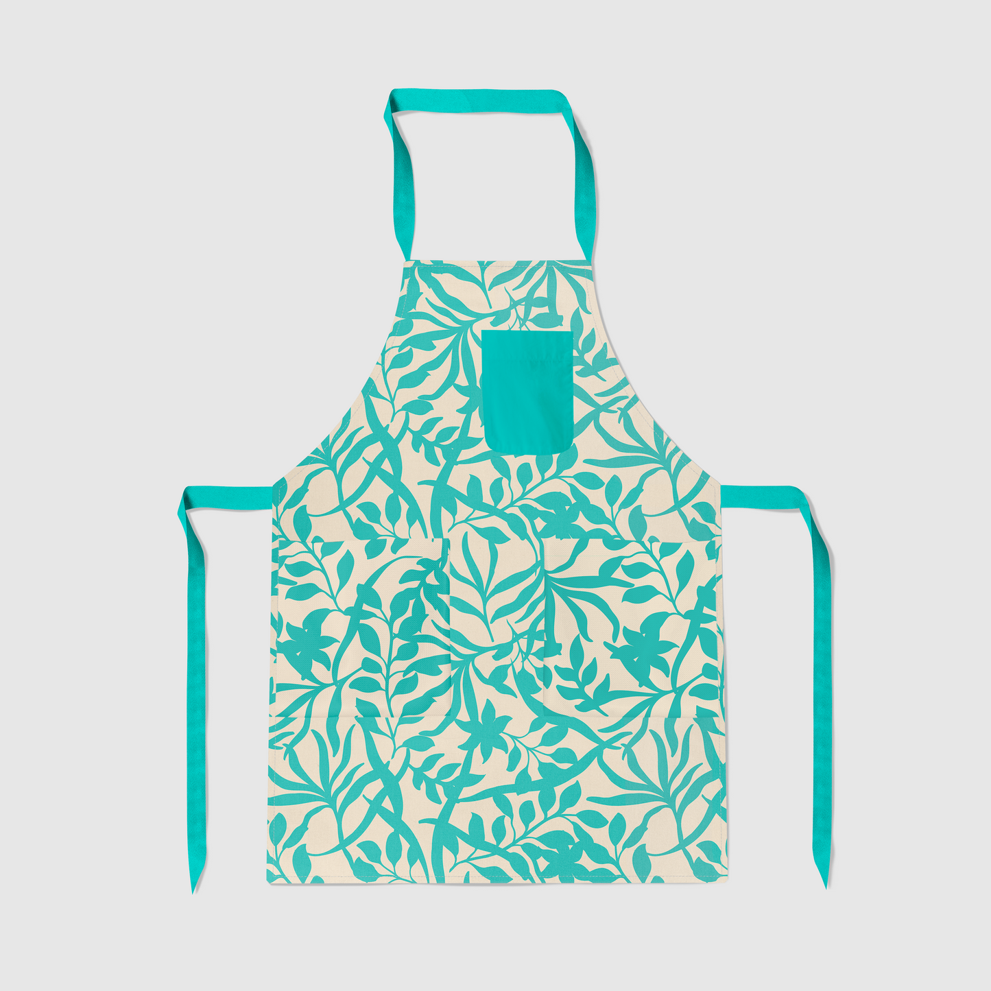 Figi Floral Full Chef Apron in Blue in Mid Weight Cotton Twill