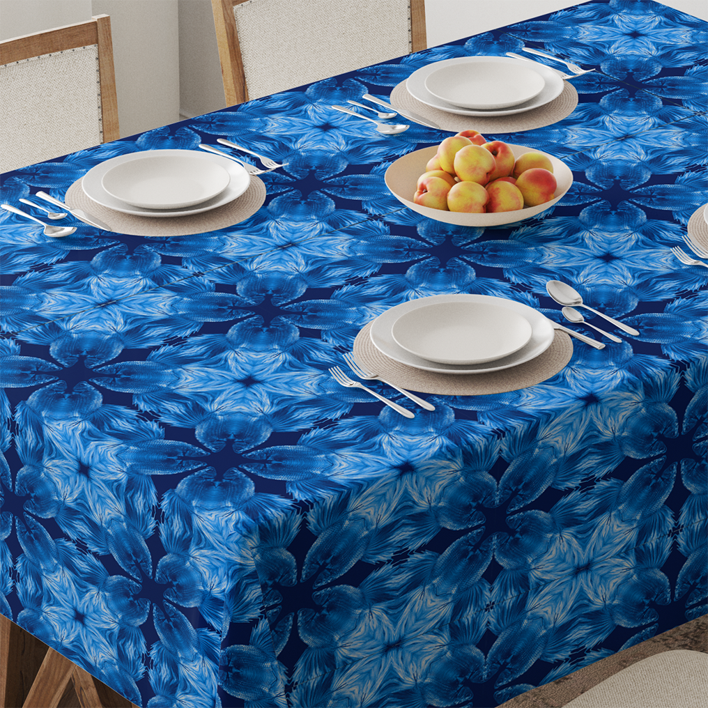 Deep Reflection Tablecloth in Marine Blue