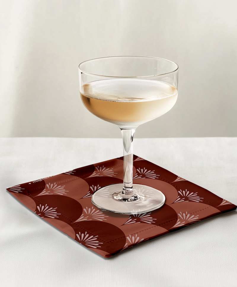 Heritage Cocktail Napkin in Red & Salmon Pink in Organic Cotton Voile
