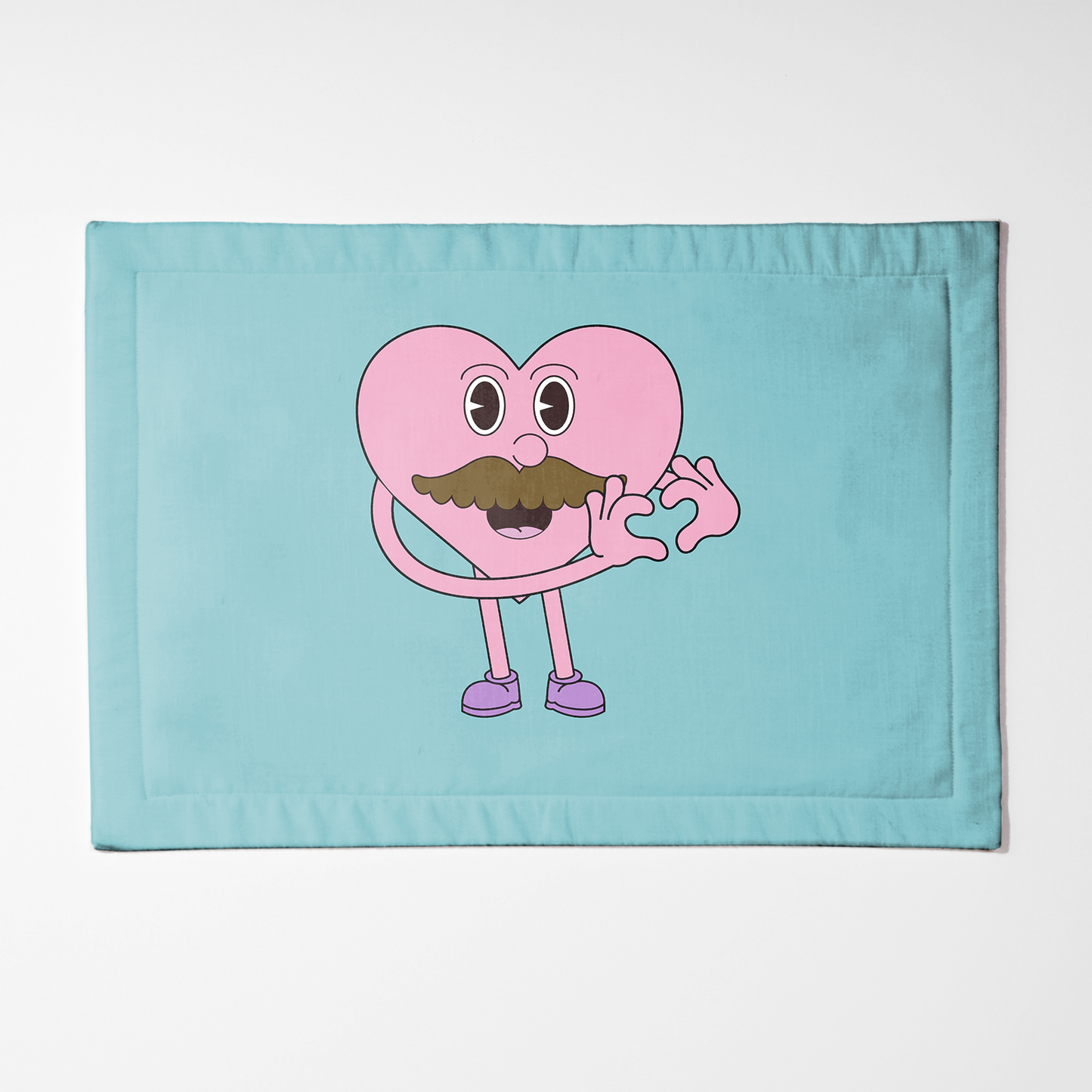 Mustache Heart with Aqua Blue Placemat