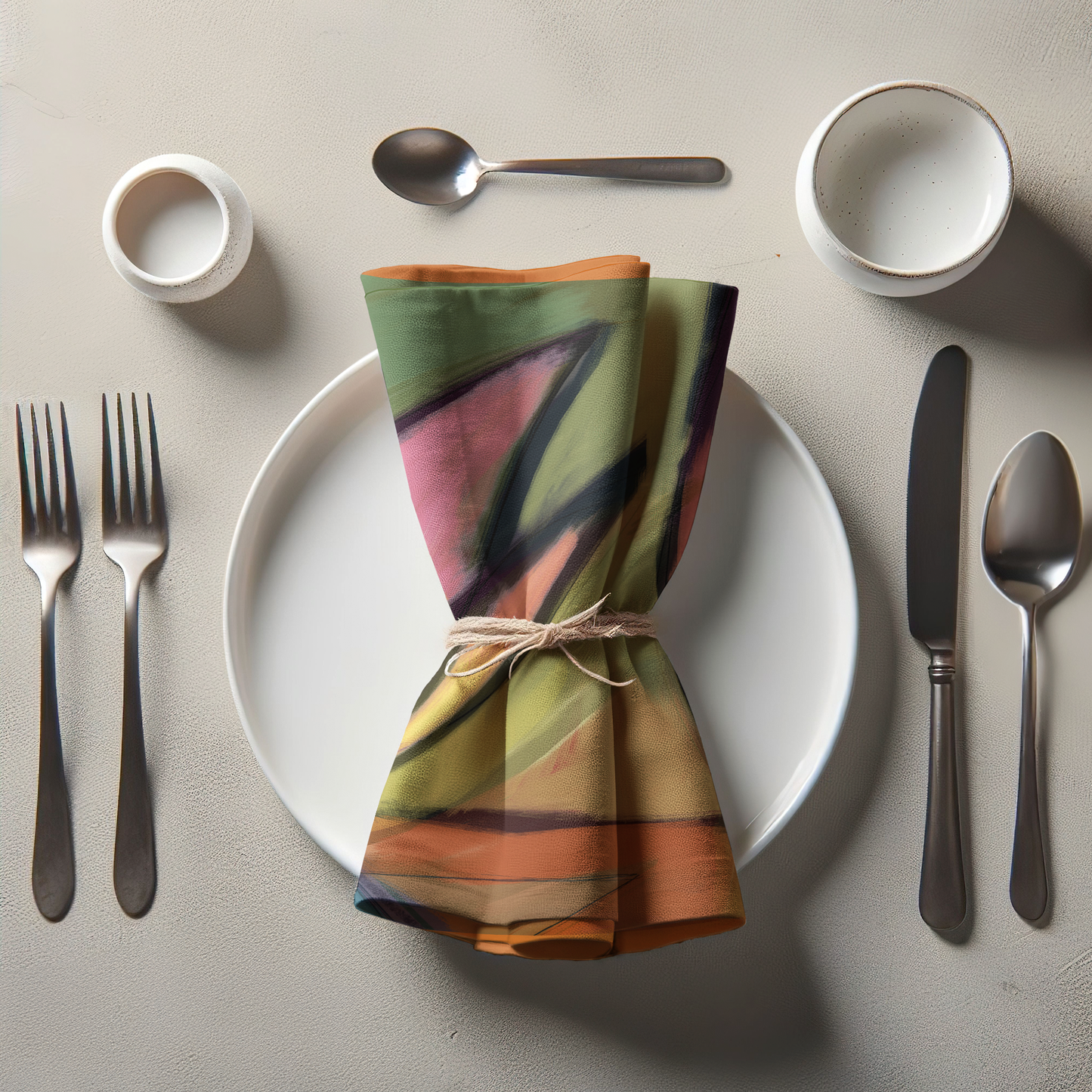 Sketch Napkin with Orange in Lightweight Linen