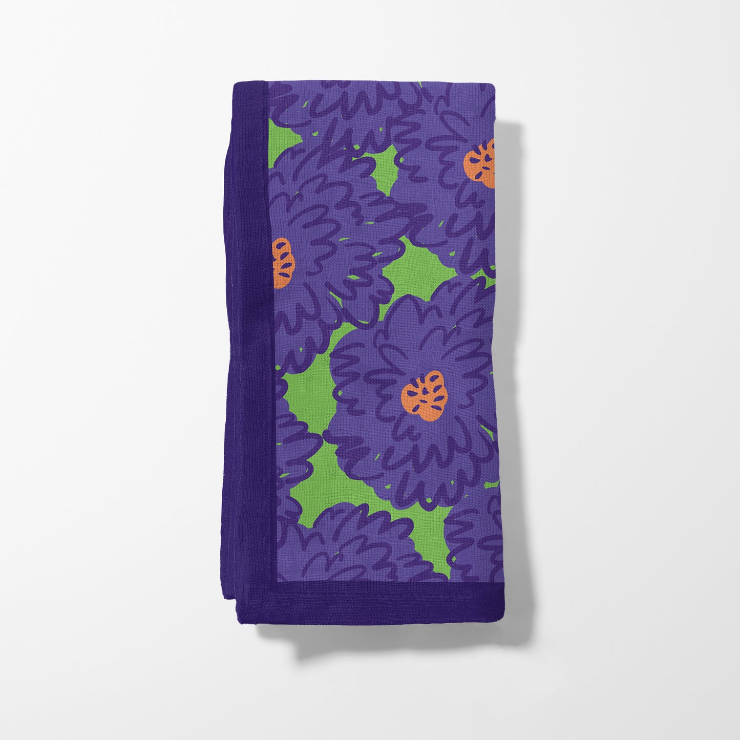 Flower Power - Modern Graphic Floral in Grape Purple and Vivid Lime Green