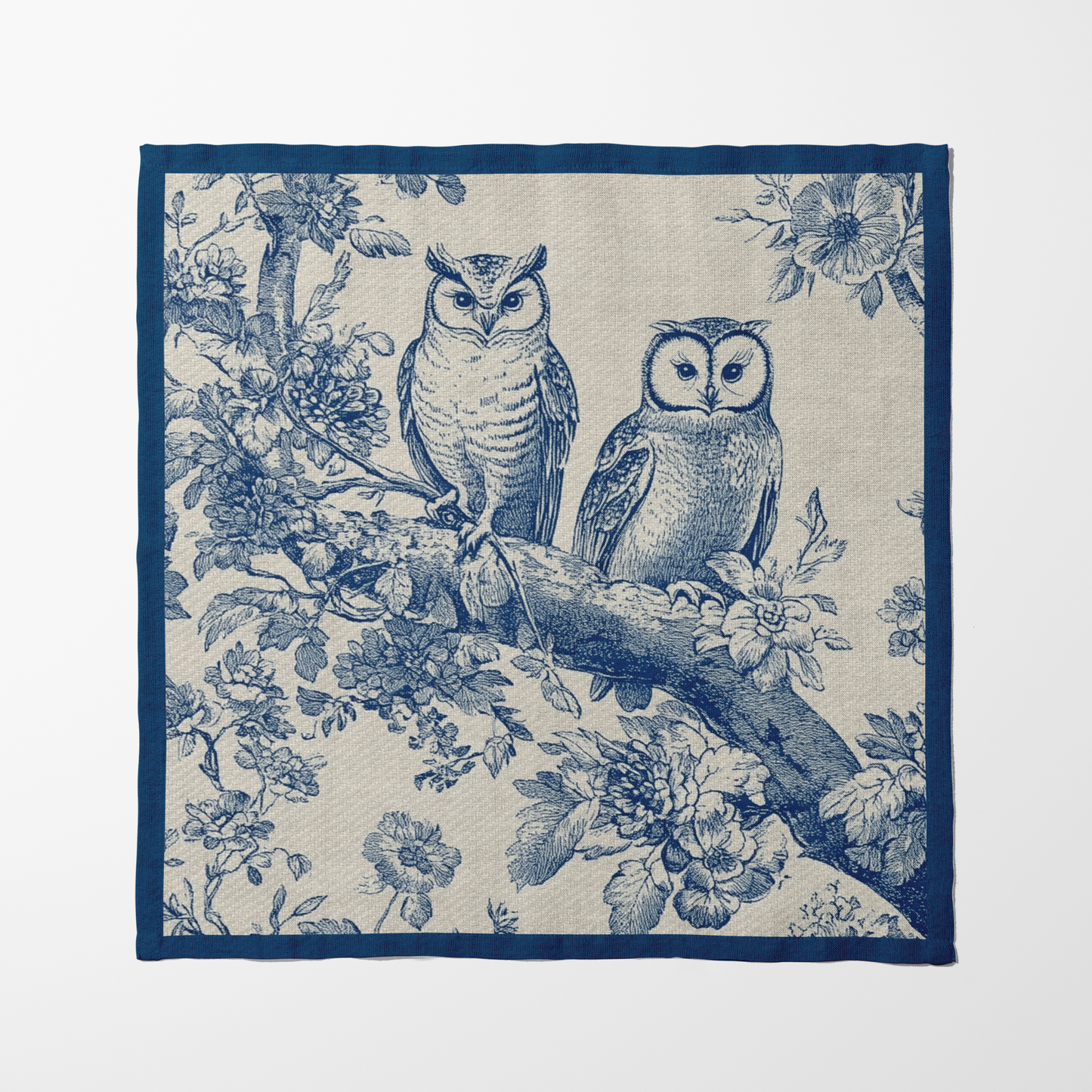 Woodland Wisdom Napkin in Classic Navy in Lightweight Linen
