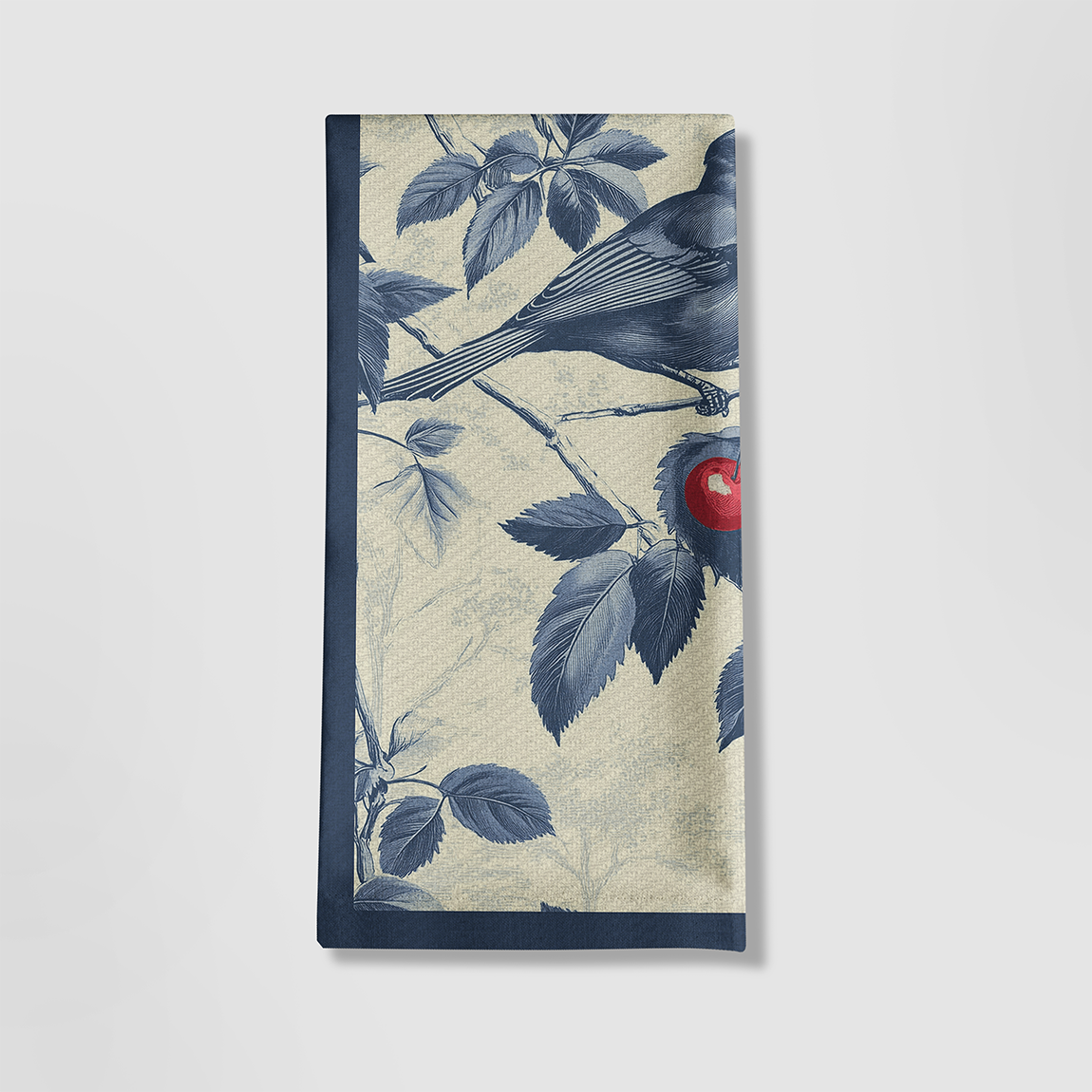 Nestled Cherries Tea Towel in Legacy Navy