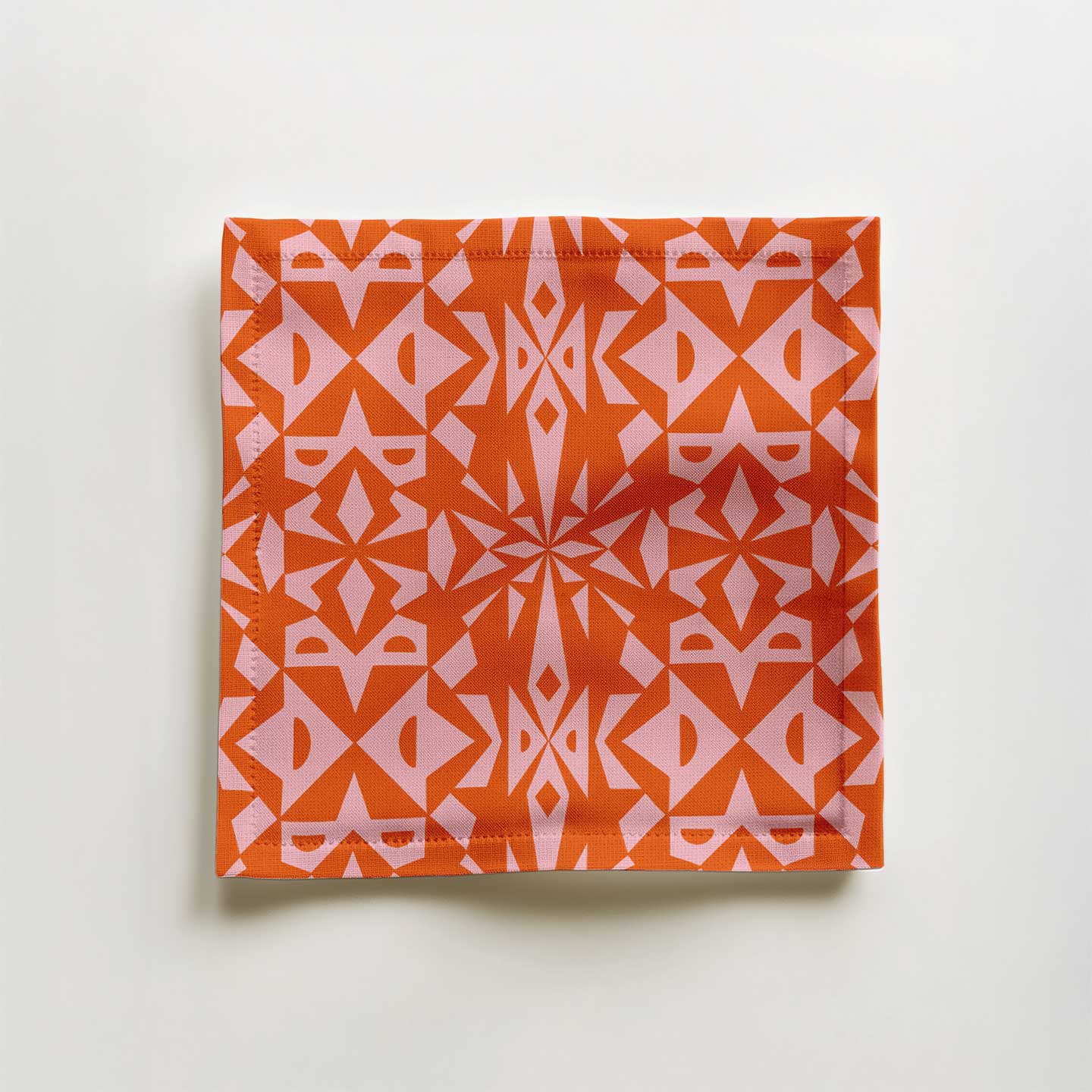 Modern Geometry Cocktail Napkin in Organic Cotton Voile