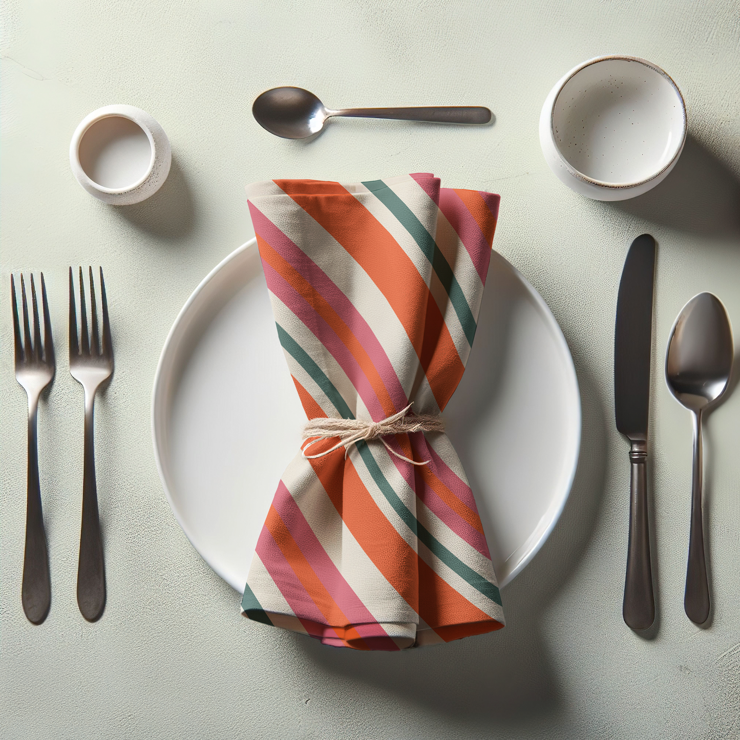 Stripe Parade Napkin in Pink in Lightweight Linen