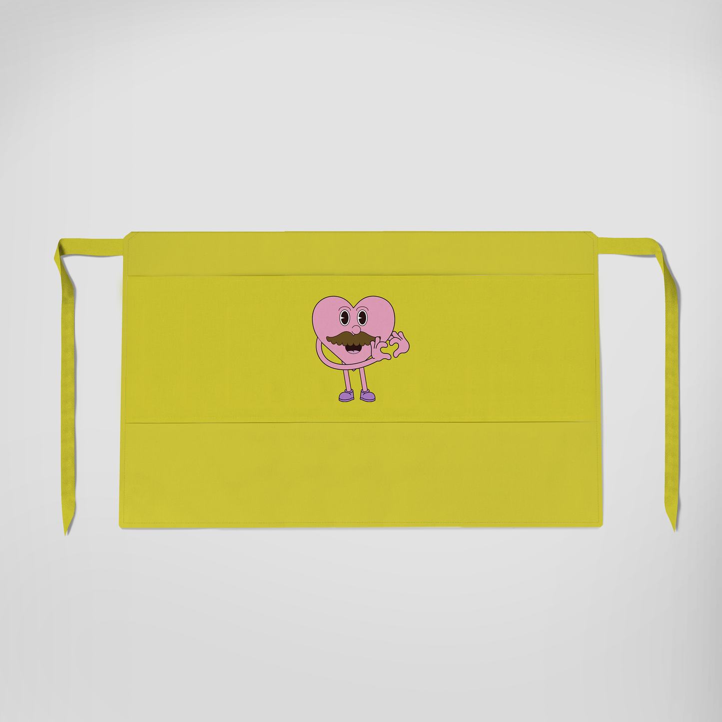 Mustache Heart with Laughter Yellow Half Apron
