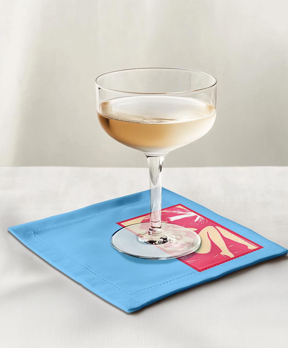 Strike a Pose Cocktail Napkin in Barbara Blue