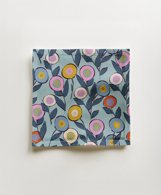 Button Flowers Blue Oxford Cocktail