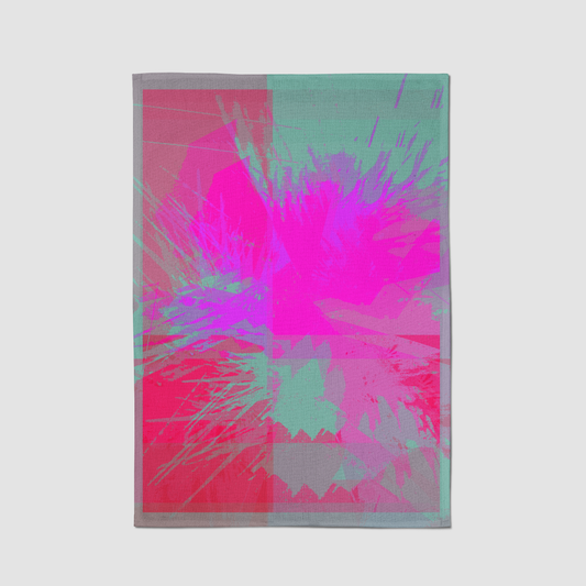 Flower Burst Tea Towel in Pink in Mid-Weight Cotton Twill