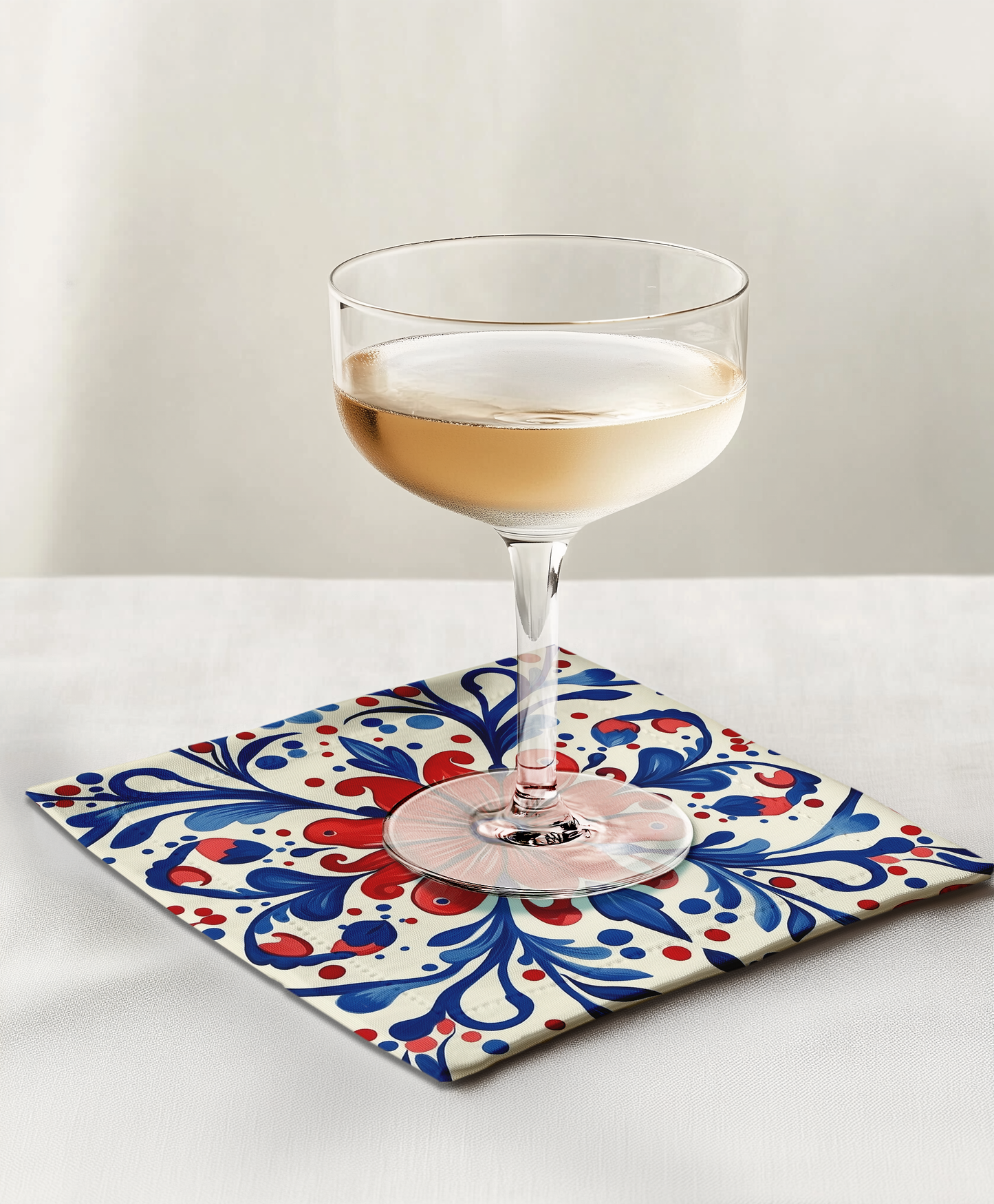 Red, White & Bloom Cocktail Napkin