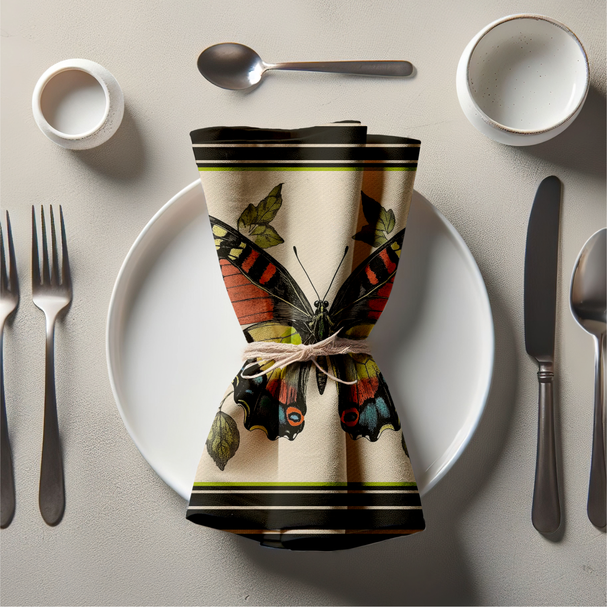 Butterfly Botanical Napkin in Soiree