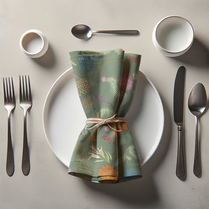 Botanical Medley in Dark Green Napkin