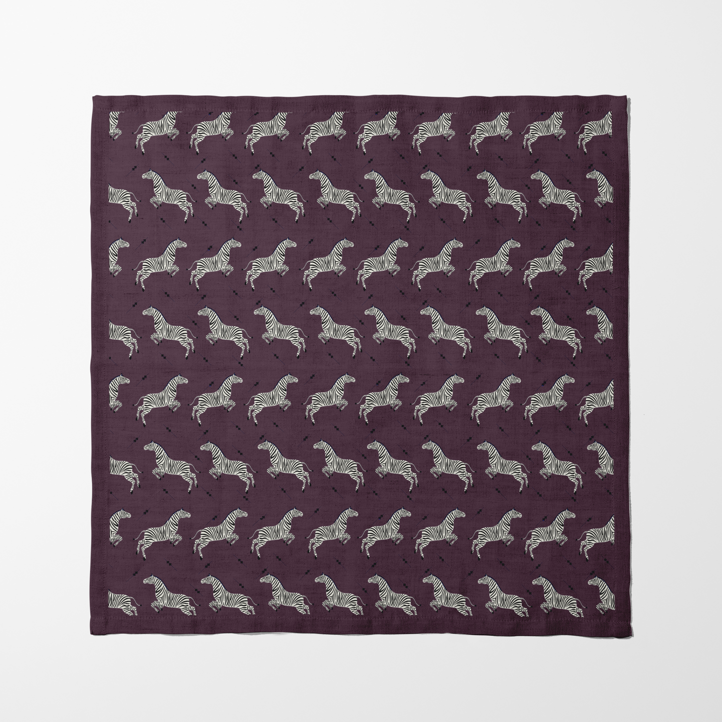 Leaping Zebras Napkin in Plum - Organic Cotton Voile