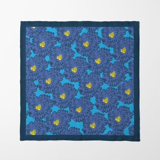 Flower Power - Modern Graphic Floral in Deep Blue and Turquoise