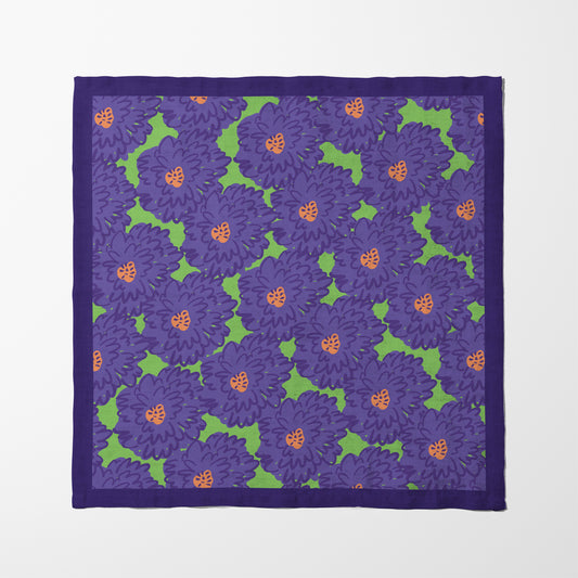 Flower Power - Modern Graphic Floral in Grape Purple and Vivid Lime Green