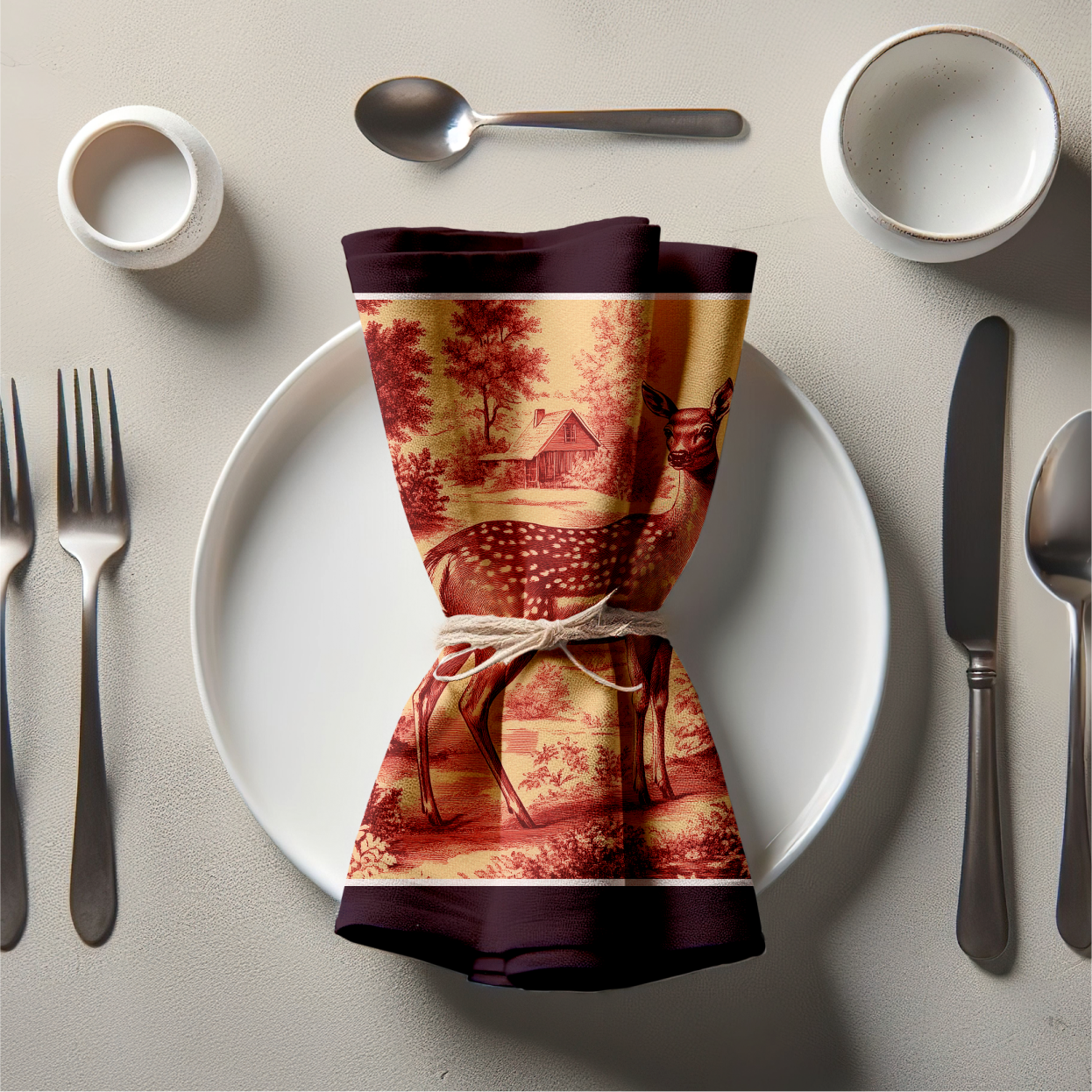 Doe Toile Napkin in Ember
