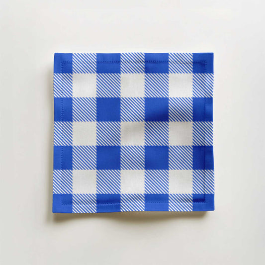 Blue Gingham Cocktail Napkin
