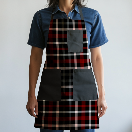 The Violator Plaid Full Chef Apron in Mid Weight Cotton Twill