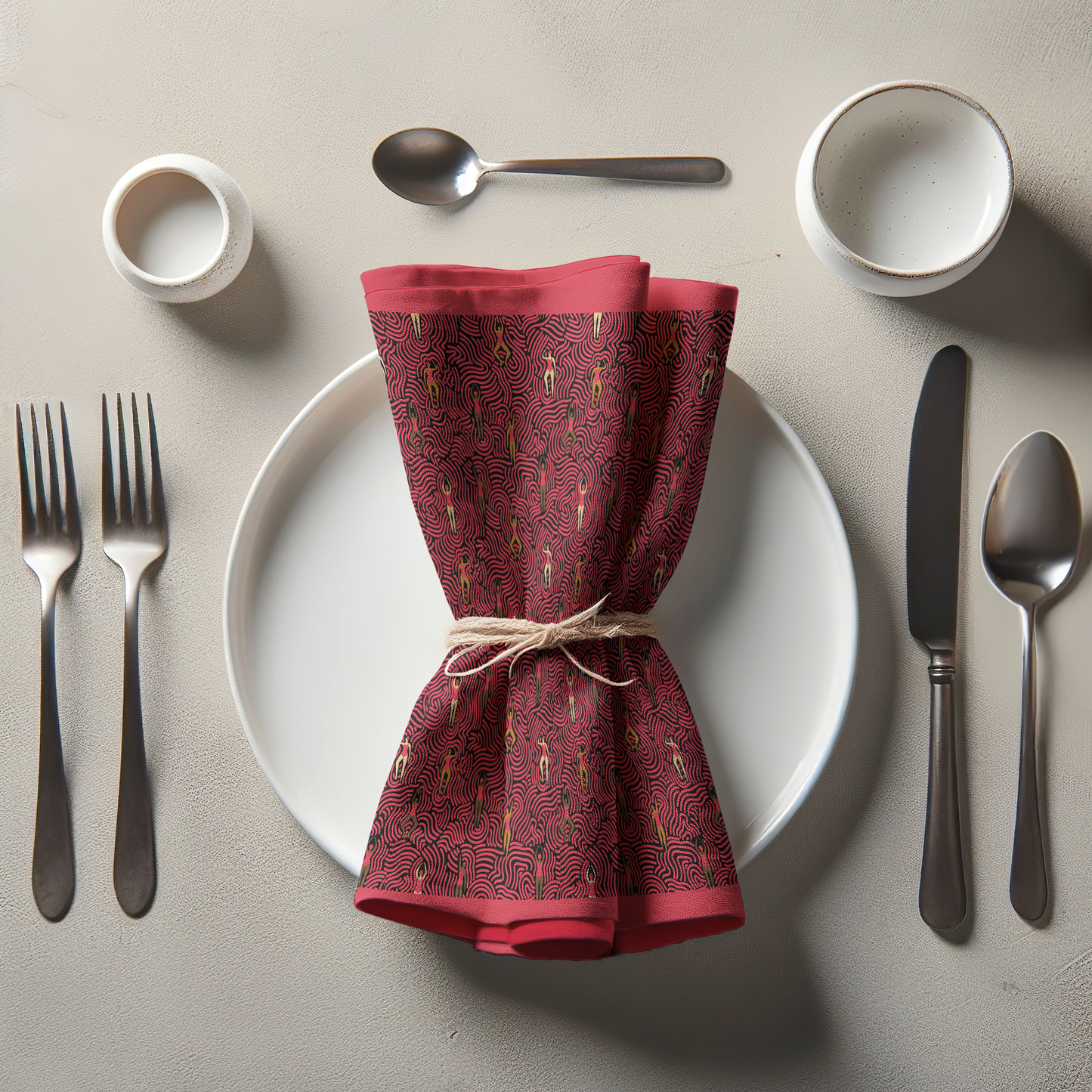 Swimmers in Summer in Red Napkin in Lightweight Linen