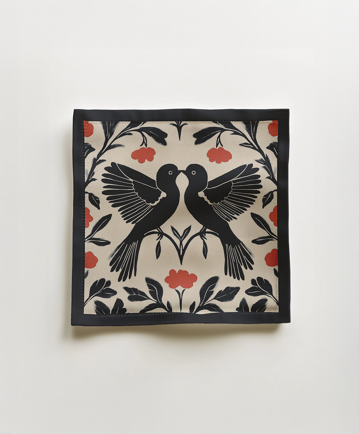 Love Birds Cocktail Napkin in Liquorice