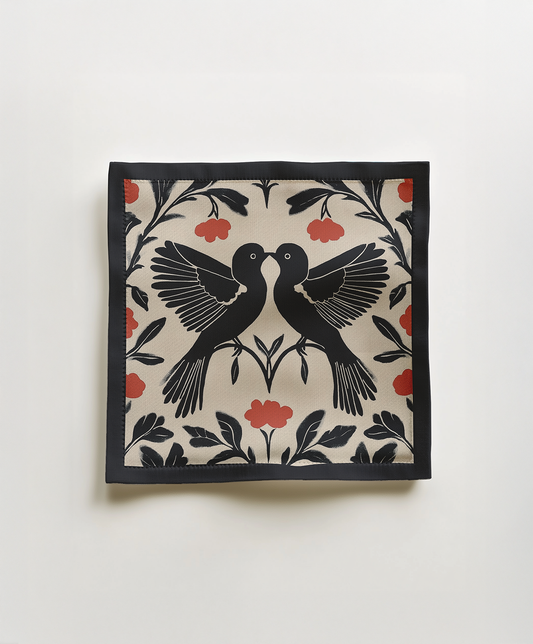 Love Birds Cocktail Napkin in Liquorice