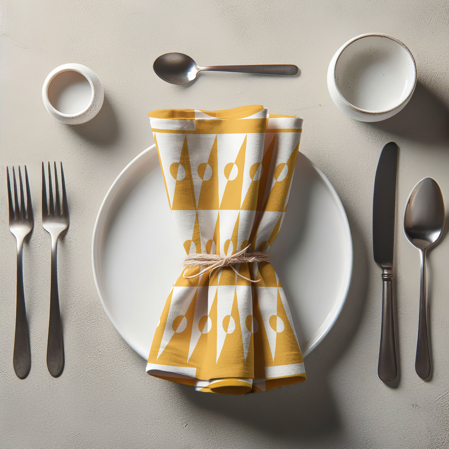 Yellow Backgammon Napkin in Lightweight Linen